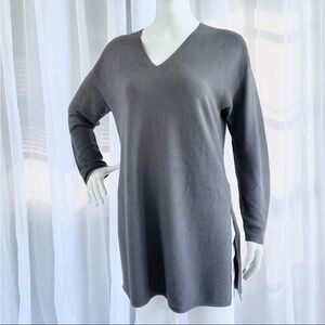 Lafayette 148 NY Gray Ribbed Knit Long Sleeve Tunic | Size Small